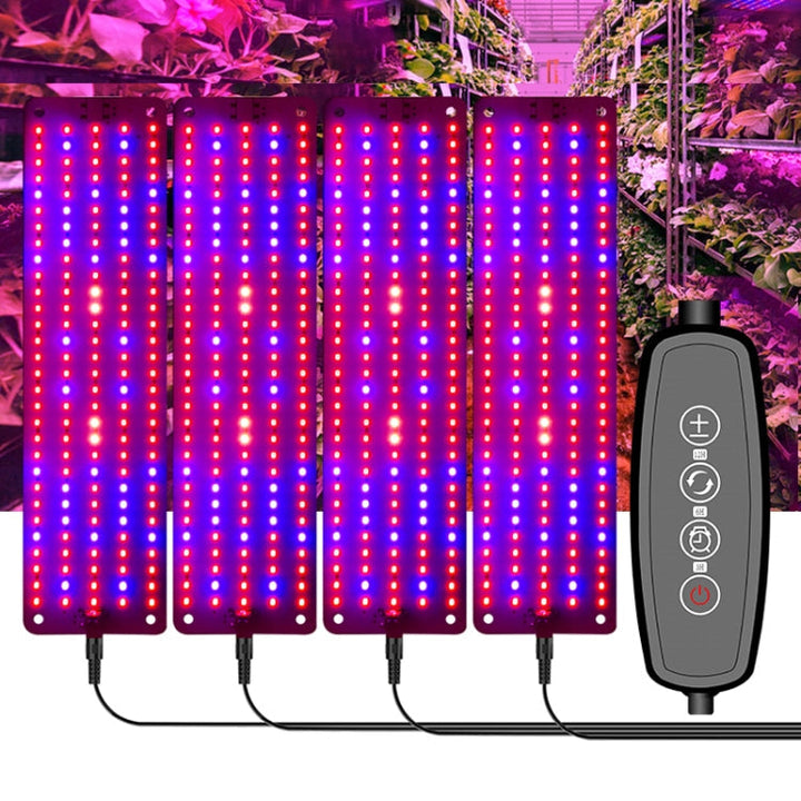 4 hoveder 12V Fuldspektret Rød og Blå Lys Panel Plante Vækst Lampe Frøplante Fyld Lys (EU stik)