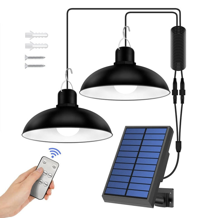 IP65 Vandtæt Udendørs Solenergi LED Pendellampe Indendørs Belysning, Specifikation: Dobbelt Hvidt Lys med Fjernbetjening