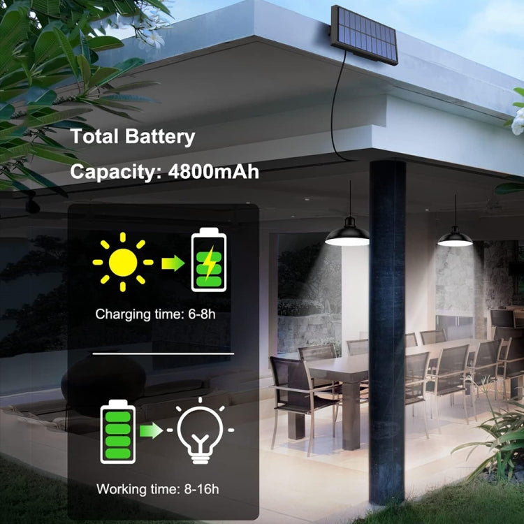 IP65 Vandtæt Udendørs Solenergi LED Pendellampe Indendørs Belysning, Specifikation: Dobbelt Hvidt Lys med Fjernbetjening
