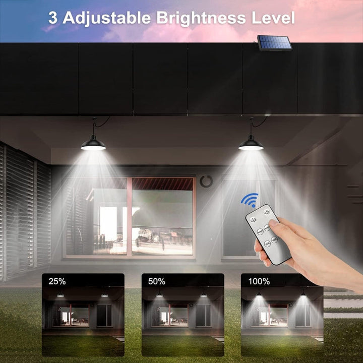 IP65 Vandtæt Udendørs Solenergi LED Pendellampe Indendørs Belysning, Specifikation: Dobbelt Hvidt Lys med Fjernbetjening