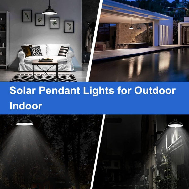 IP65 Vandtæt Udendørs Solenergi LED Pendellampe Indendørs Belysning, Specifikation: Dobbelt Hvidt Lys med Fjernbetjening