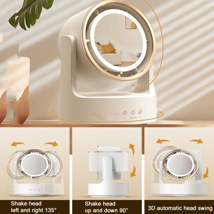 3 i 1 Multifunktionel Bordventilator med LED Lys Kosmetisk Spejl Genopladelig Oscillerende |