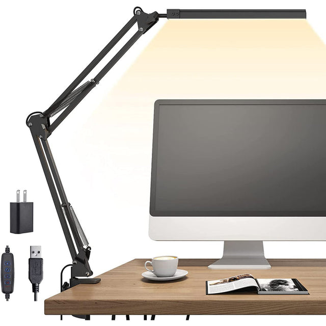 LED Skrivebordslampe - Justerbar Skrivebordslampe med Klemme og Hukommelsesfunktion