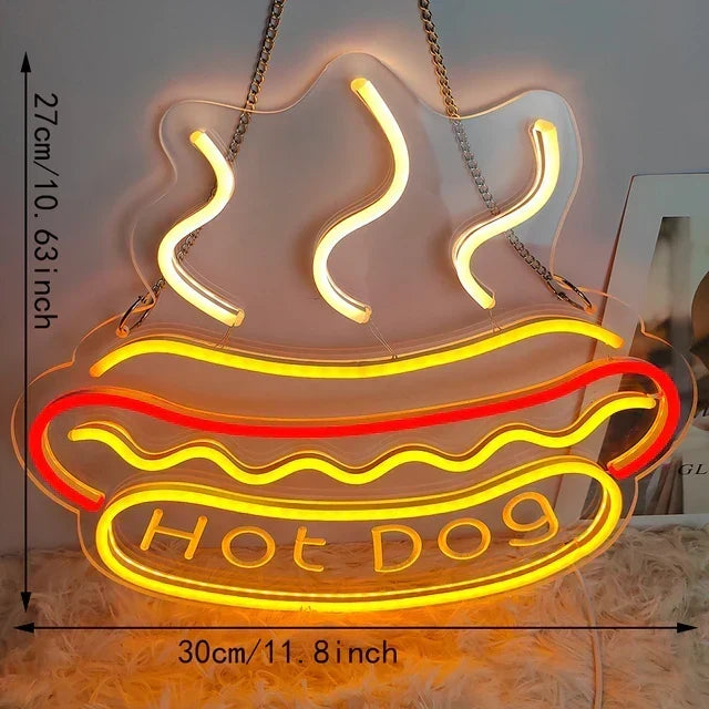 Neon Fastfood Skilt – Lysende Tacos Design, LED Natlys til Restauranter og Køkkener |