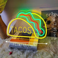 Neon Fastfood Skilt – Lysende Tacos Design, LED Natlys til Restauranter og Køkkener |