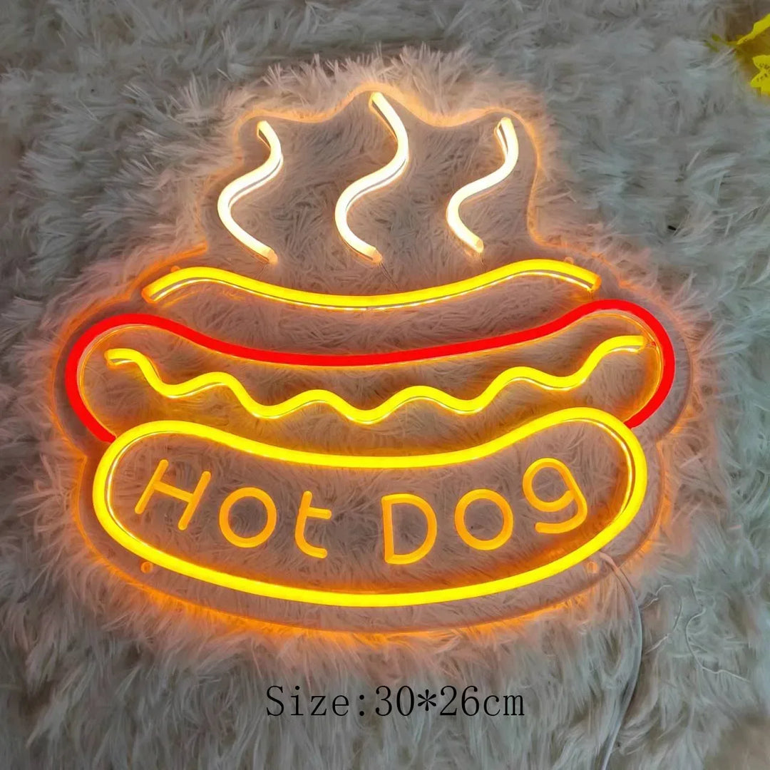 Neon Fastfood Skilt – Lysende Tacos Design, LED Natlys til Restauranter og Køkkener |