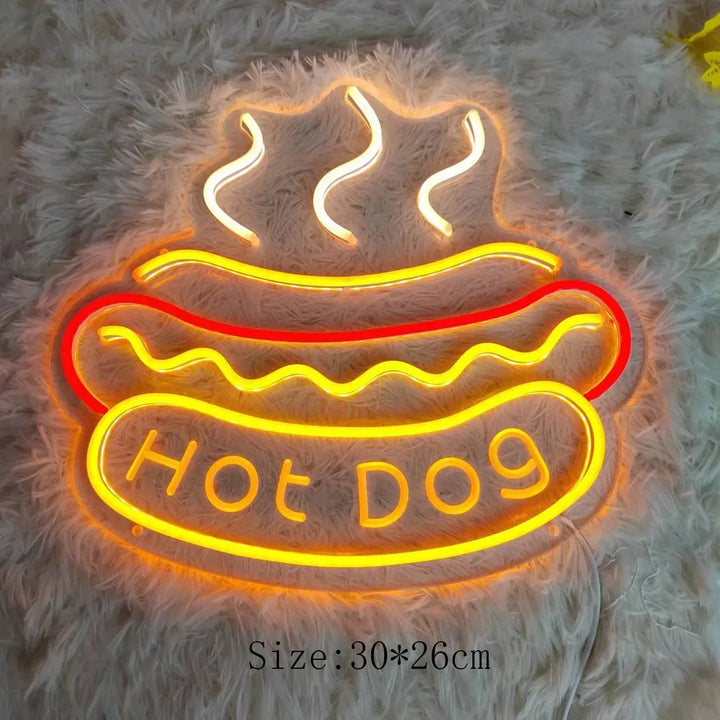 Neon Fastfood Skilt – Lysende Tacos Design, LED Natlys til Restauranter og Køkkener |