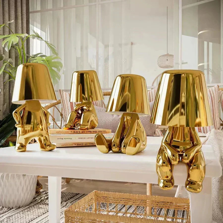 Golden Man LED Tænker Bordlampe – Legende Natbordlampe til Soveværelse &amp; Dekor
