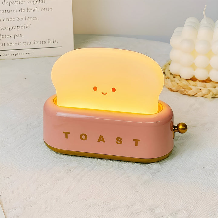TinyToast Bordlampe – Bærbar Ristet Brødformet Natlampe med Dæmpbar LED &amp; USB-port