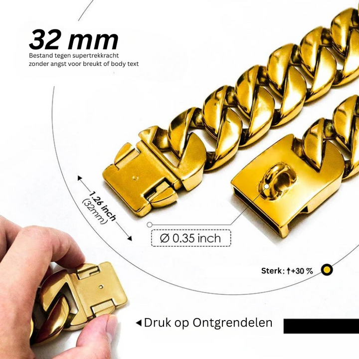 KrachtNeck Metal Hundehalsbånd – Solidt Rustfrit Stål Halsbånd til Store Hunde