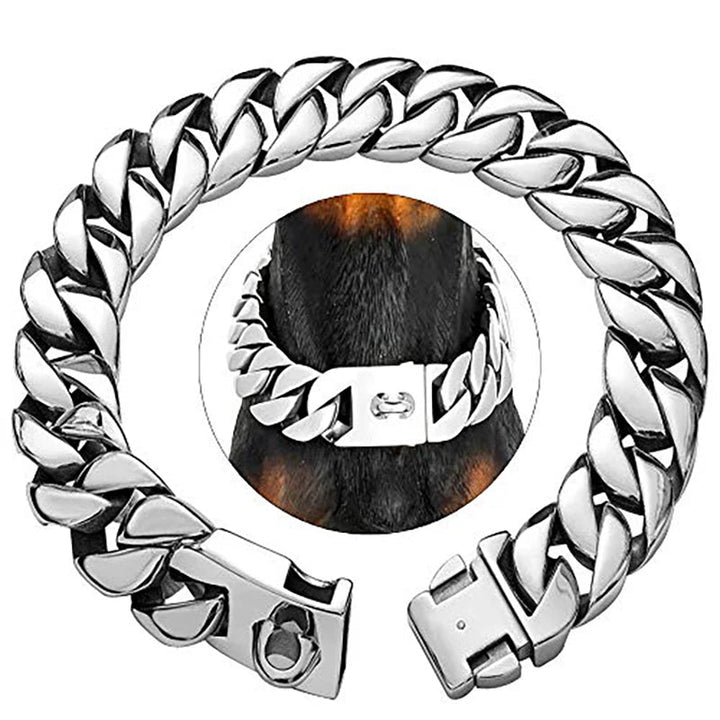 Styrke Nakke Metal Hundehalsbånd – Robust Rustfrit Stål Halsbånd til Store Hunde