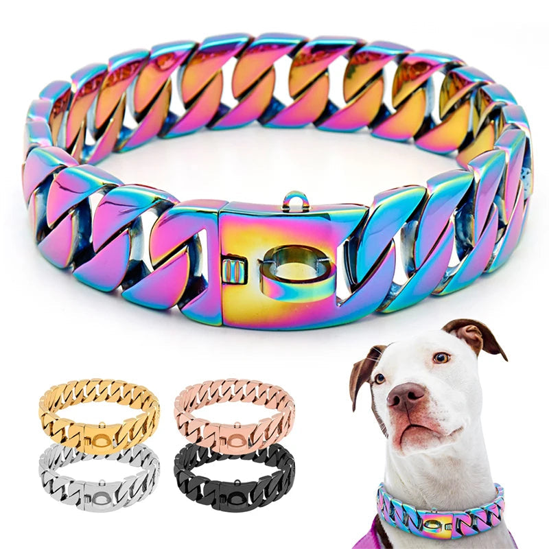 KrachtNeck Metal Hundehalsbånd – Solidt Rustfrit Stål Halsbånd til Store Hunde
