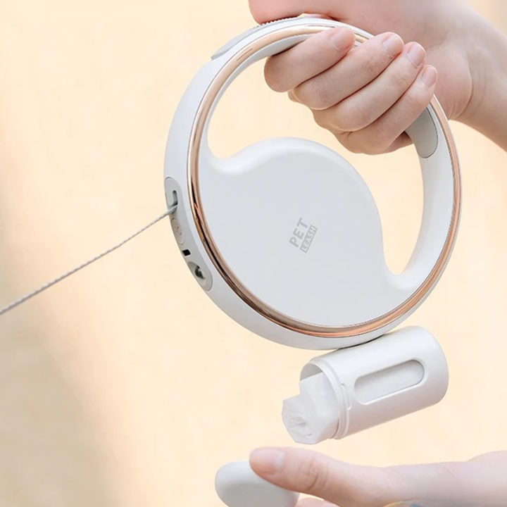 AutoLeash Light – Automatisk Hundeline med LED &amp; Affaldsposer Holder til Sikker Gåture