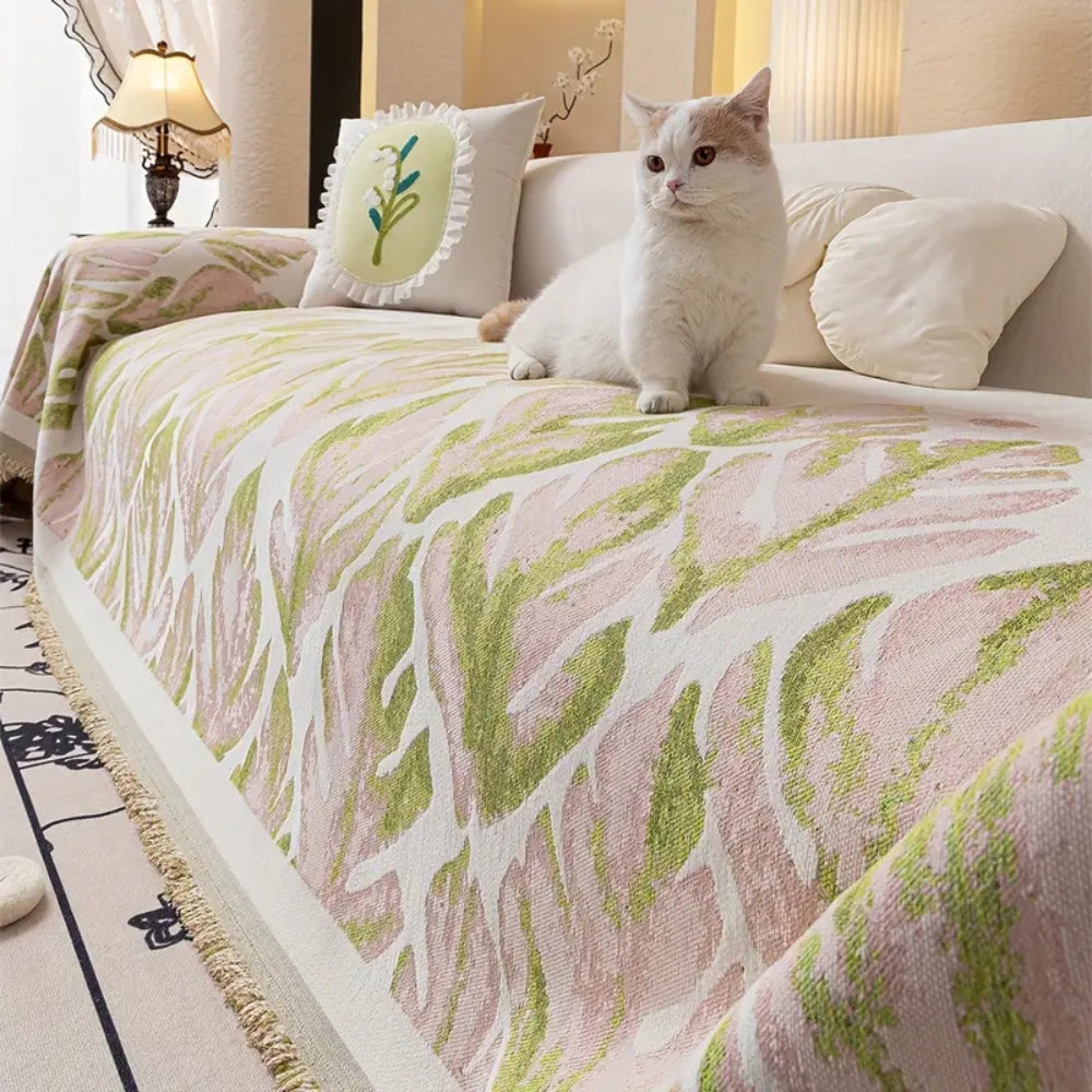 Verdure Blad Mønster Chenille Sofa Betræk