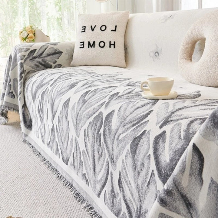 Verdure Blad Mønster Chenille Sofa Betræk