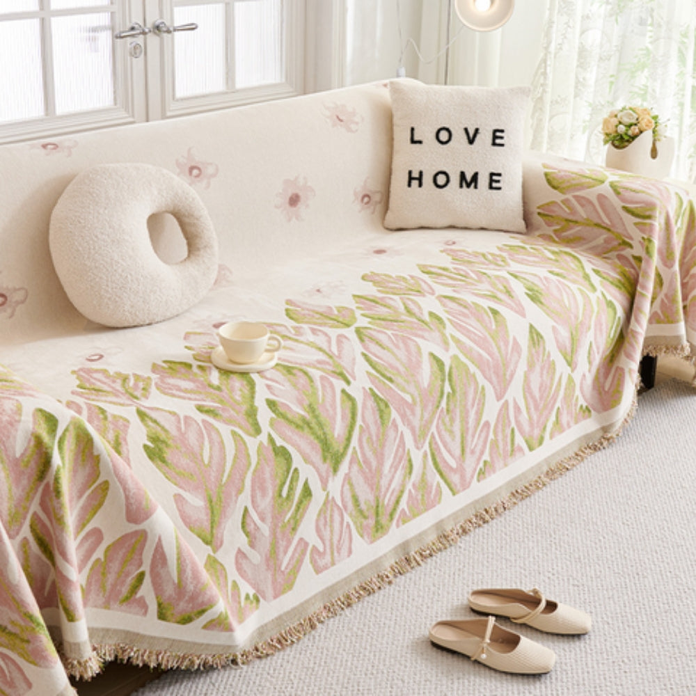 Verdure Blad Mønster Chenille Sofa Betræk