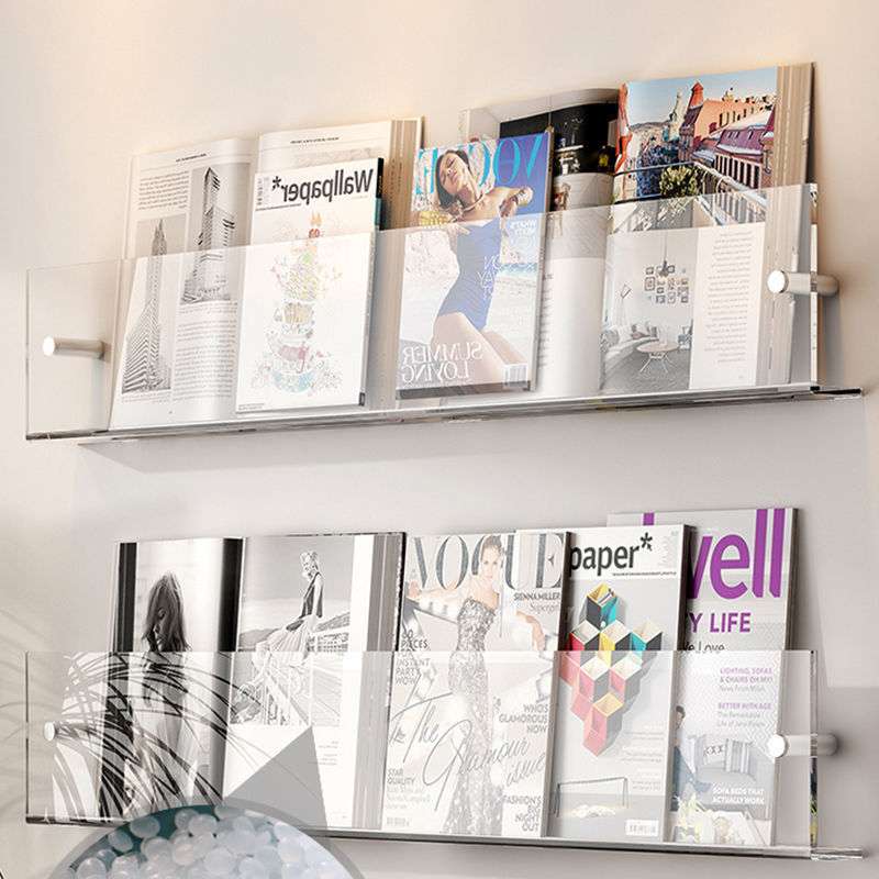 Acryl Væghængt Flydende Magazine Rack