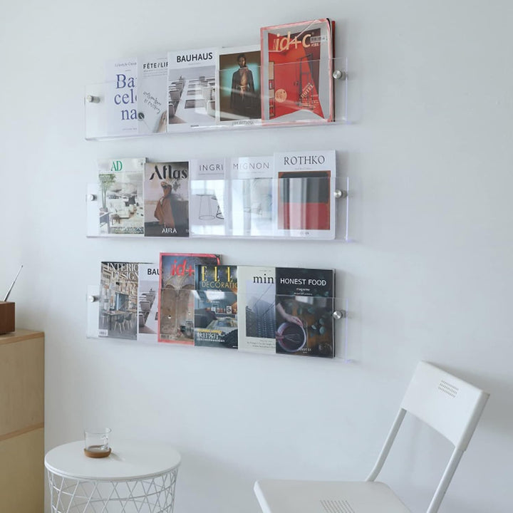 Acryl Væghængt Flydende Magazine Rack