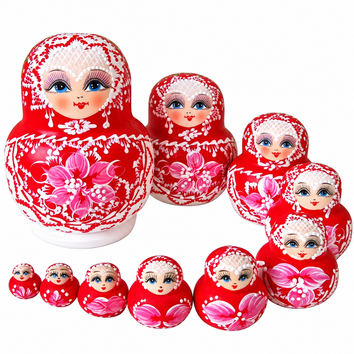10 stk./sæt træ russiske matryoshka dukker