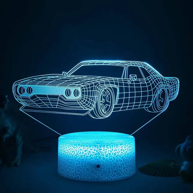 LED Natlys - 3D Illusionslampe til Børneværelset, USB Opladning |