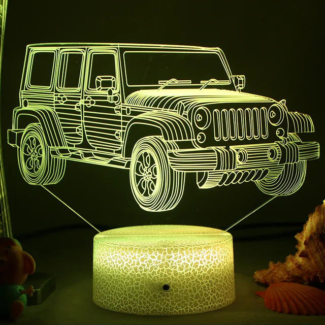 LED Natlys - 3D Illusionslampe til Børneværelset, USB Opladning |