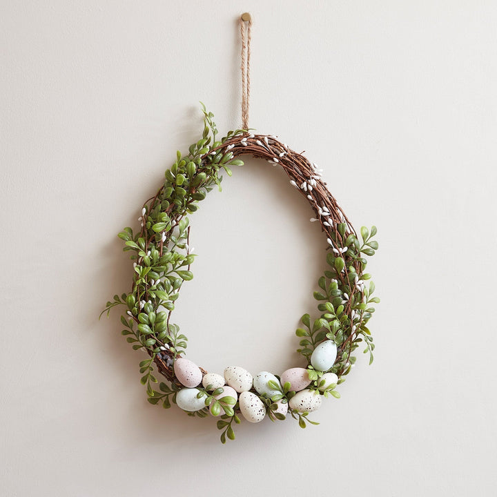 35 cm påskekrans dekoration i æggeform med mikro fairy lights