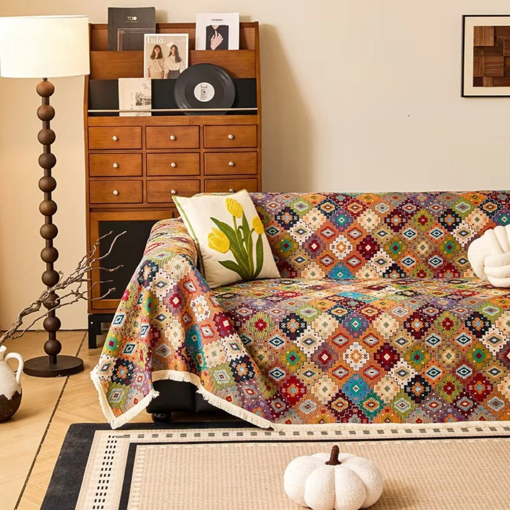 Zahara Geometrisk Tribal Kilim Sofa Cover