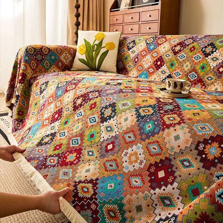 Zahara Geometrisk Tribal Kilim Sofa Cover