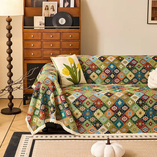 Zahara Geometrisk Tribal Kilim Sofa Cover