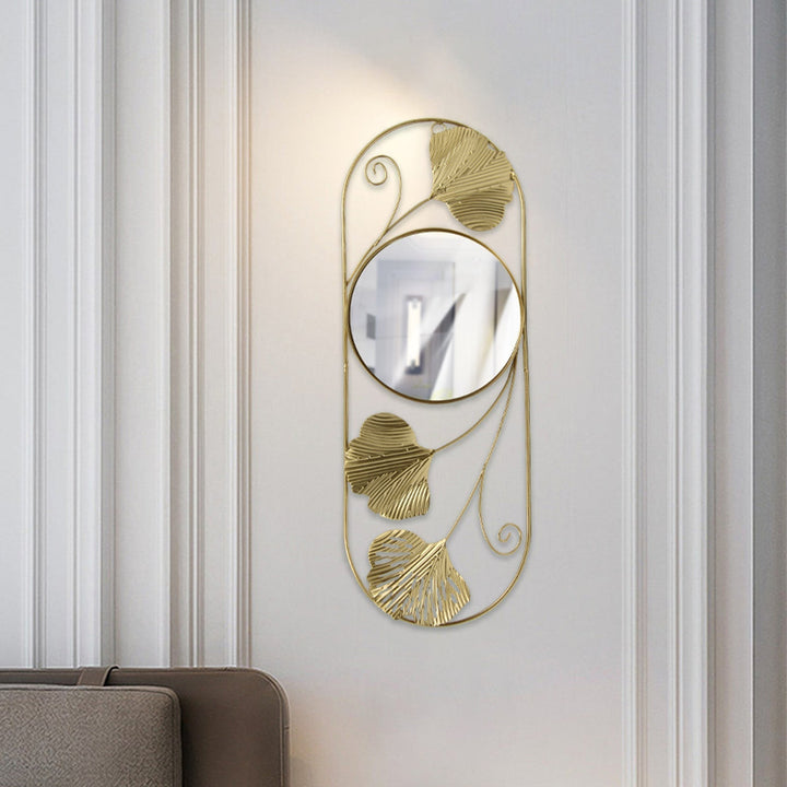 Elegant Metal Ginkgo Blade Væg Spejl