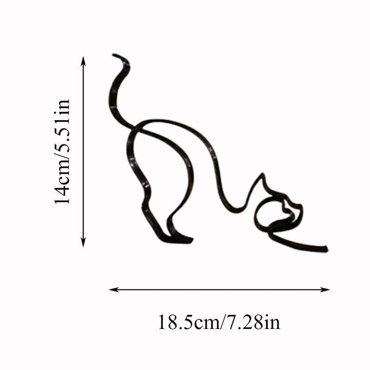 Tier Kunst Jern Skulptur Retro Metal Sorte Linjer Kat Hund Skrivebords Ornament