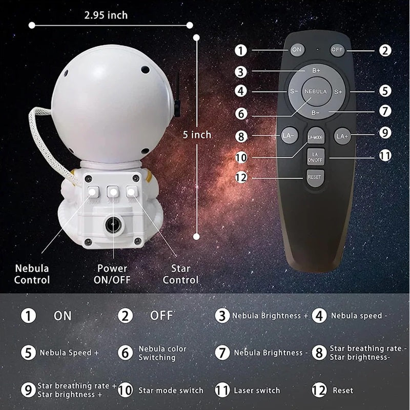 Astronaut Galaxy Projektor LED Natlys