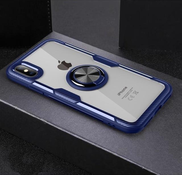 Magnetisk Ring Carbon Fiber iPhone Cover