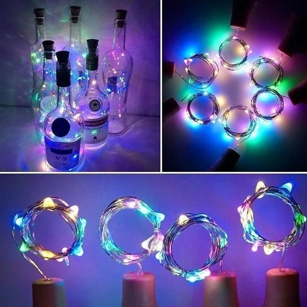 Led Flaske Lys Kork Nattelys DIY Dekor |