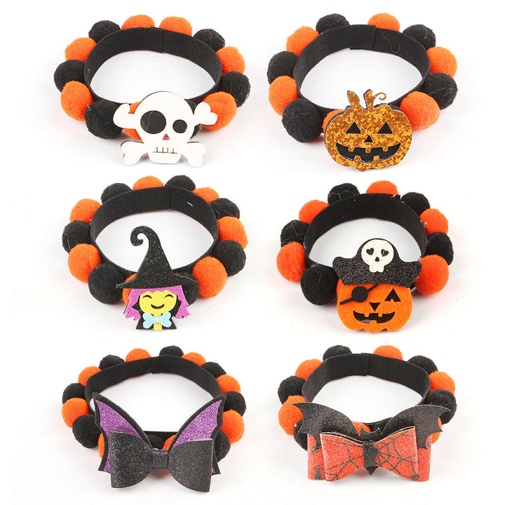 Halloween Kæledyrskrav – Justerbar Hund- og Kattehalsbånd med Græskar- og Dødningehoveddesigns