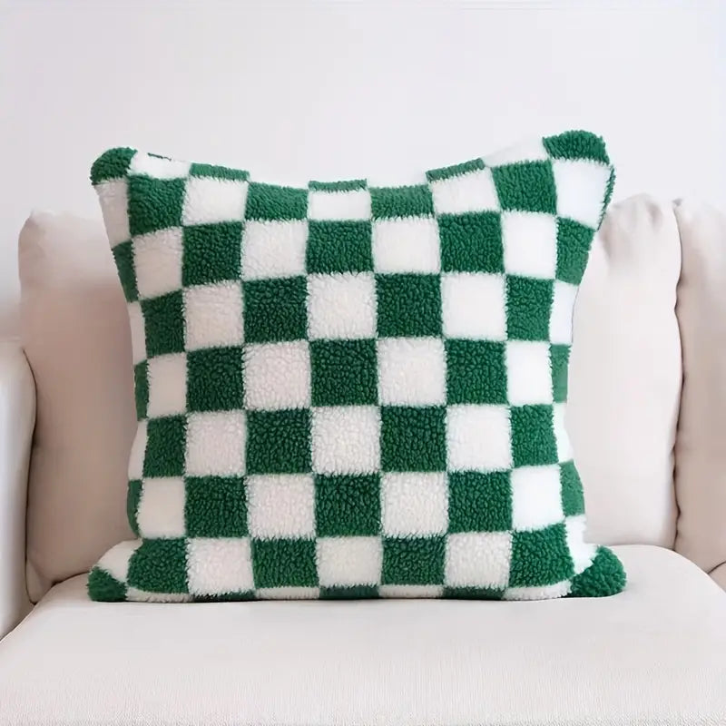 Checkerboard Faux Fur Pillowcase