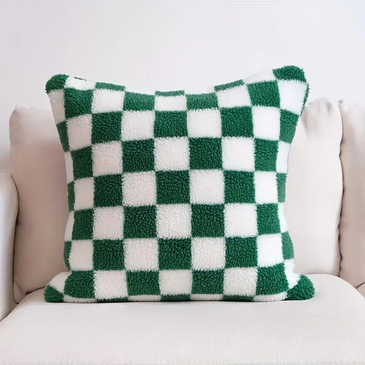Checkerboard Faux Fur Pillowcase