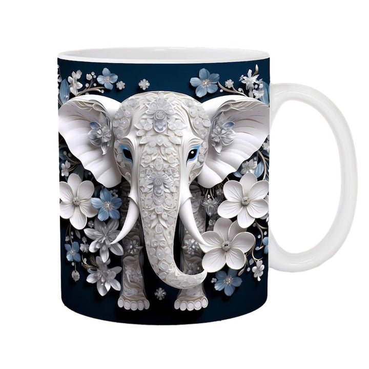 3D Elefant Blomster Krus