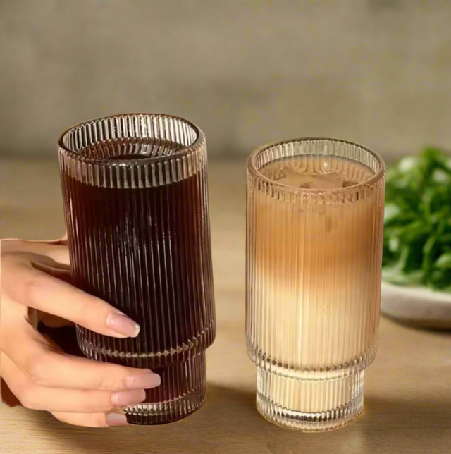 6 stk ribbede glas sorte