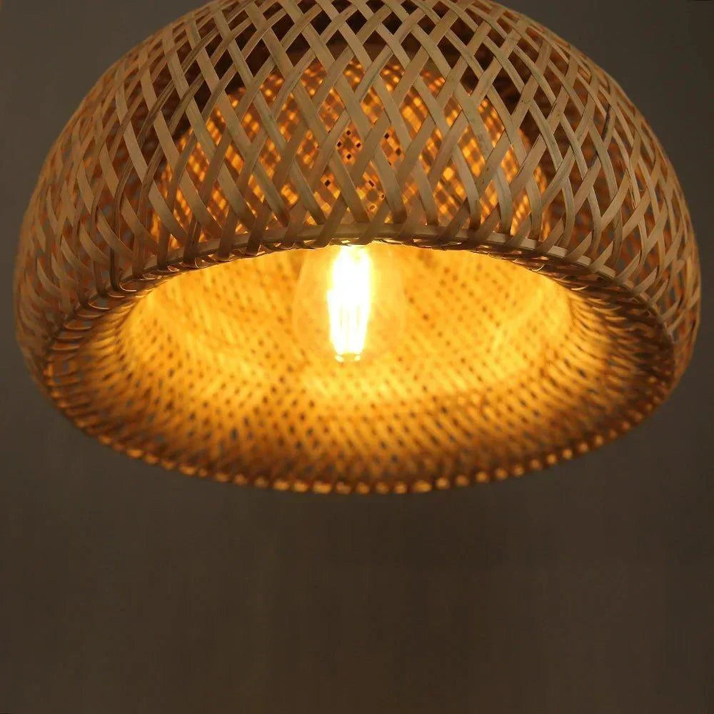 Hængende loftlampe lavet af bambus C │ Håndlavet belysning af træ og rattan til indretning