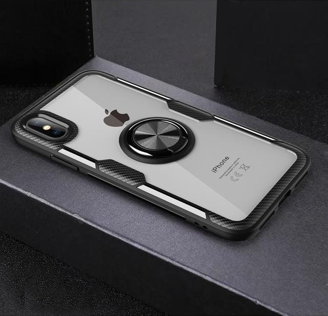 Magnetisk Ring Carbon Fiber iPhone Cover