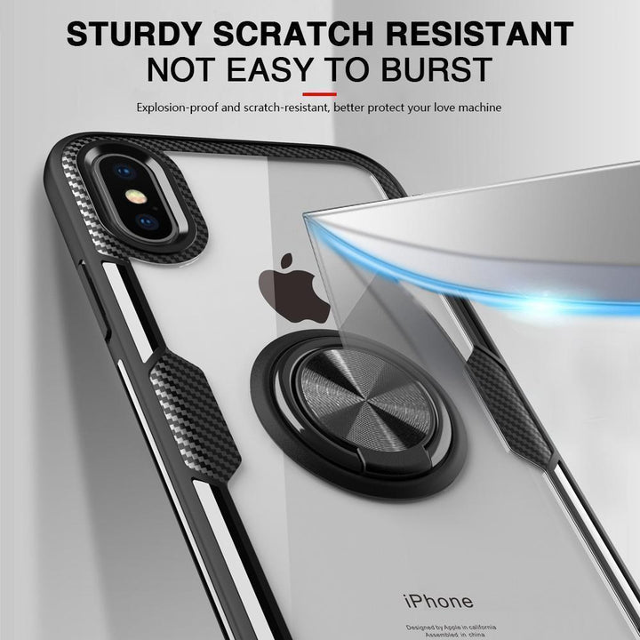 Magnetisk Ring Carbon Fiber iPhone Cover