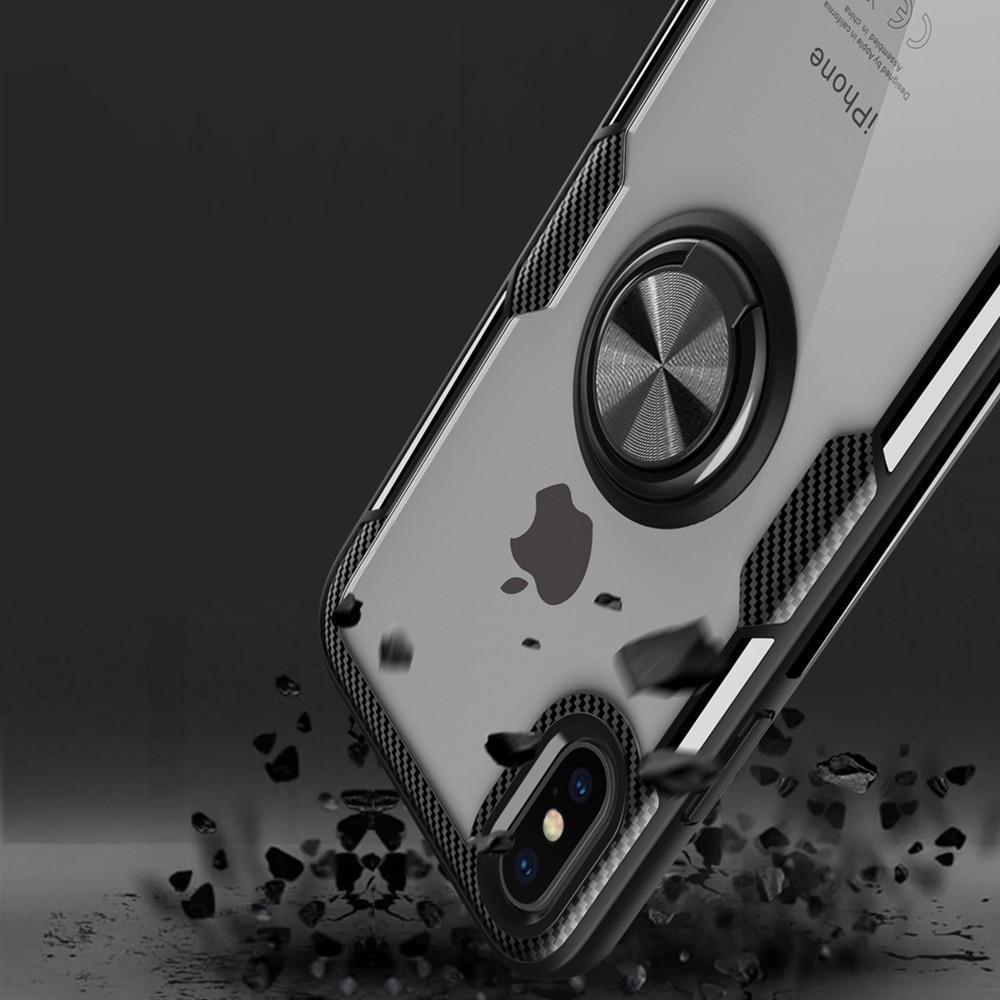 Magnetisk Ring Carbon Fiber iPhone Cover
