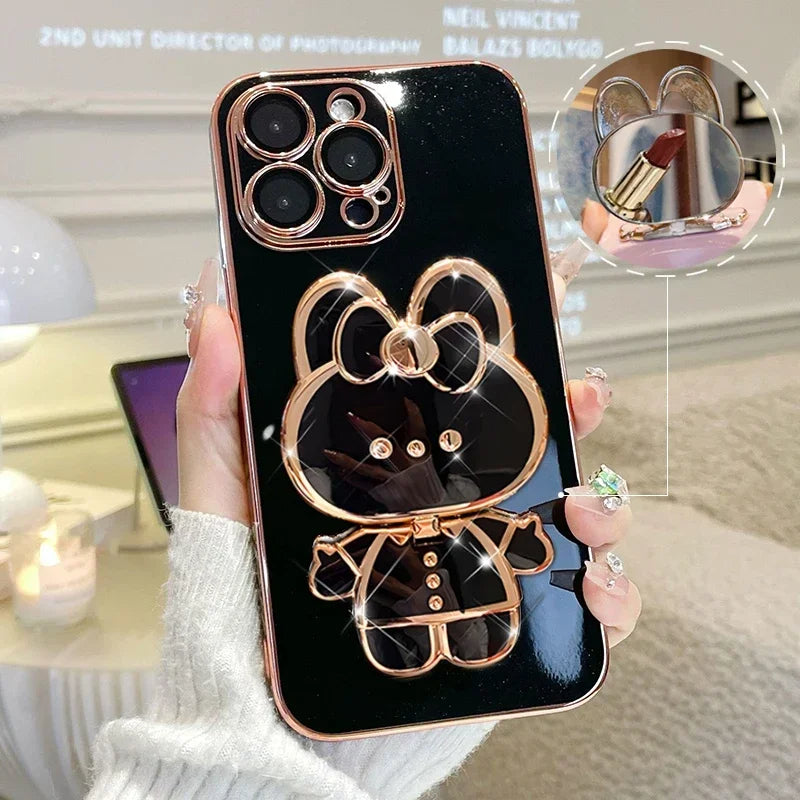 3D Kanin Koreansk Stil Spejl iPhone Cover