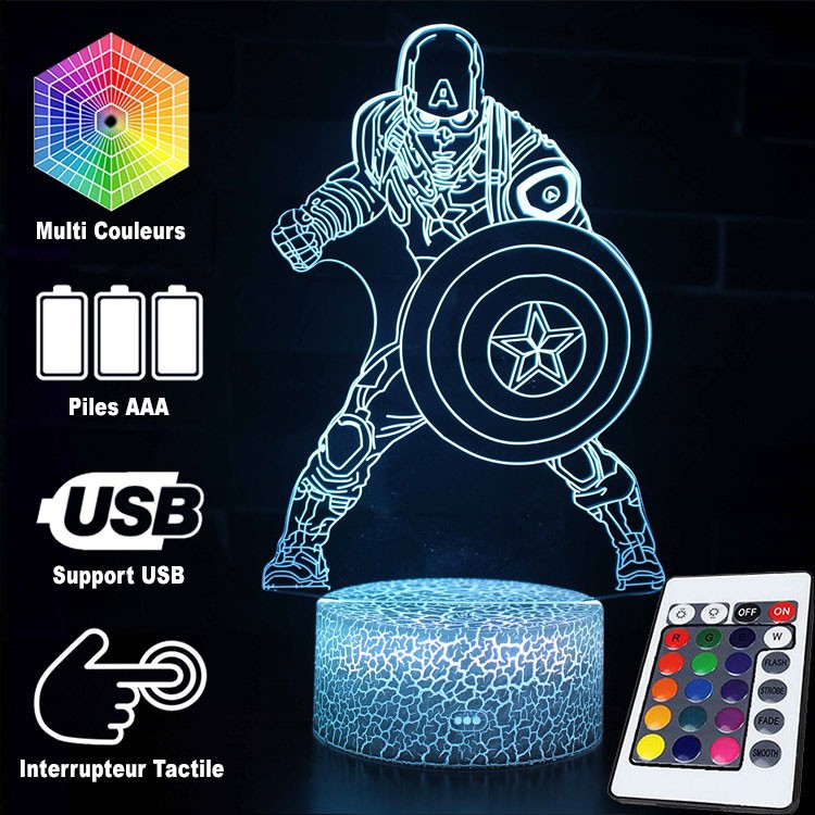 3D Lampe Marvel Captain America Kamp