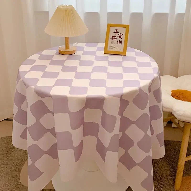 Tjekket Design Rund Bomuldsdug