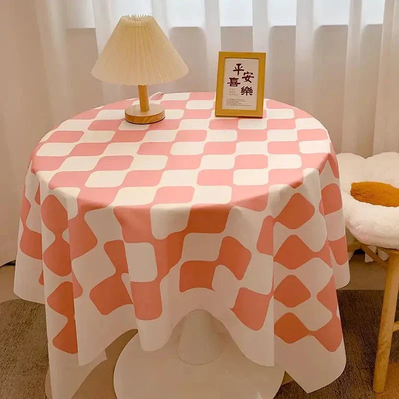 Tjekket Design Rund Bomuldsdug