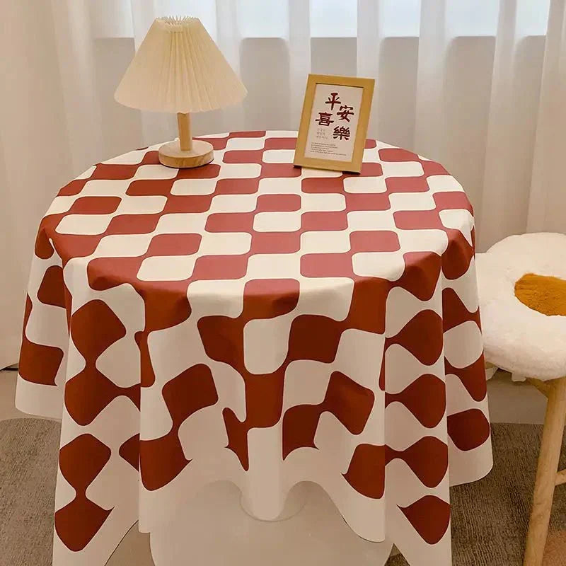 Tjekket Design Rund Bomuldsdug