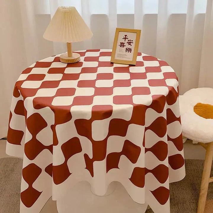Tjekket Design Rund Bomuldsdug