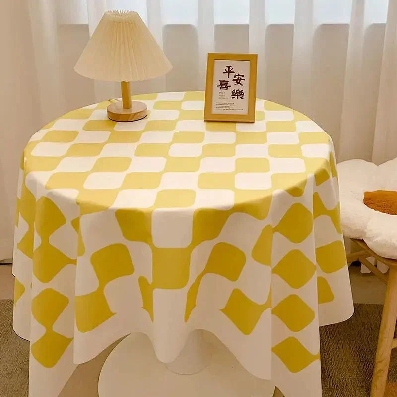 Tjekket Design Rund Bomuldsdug